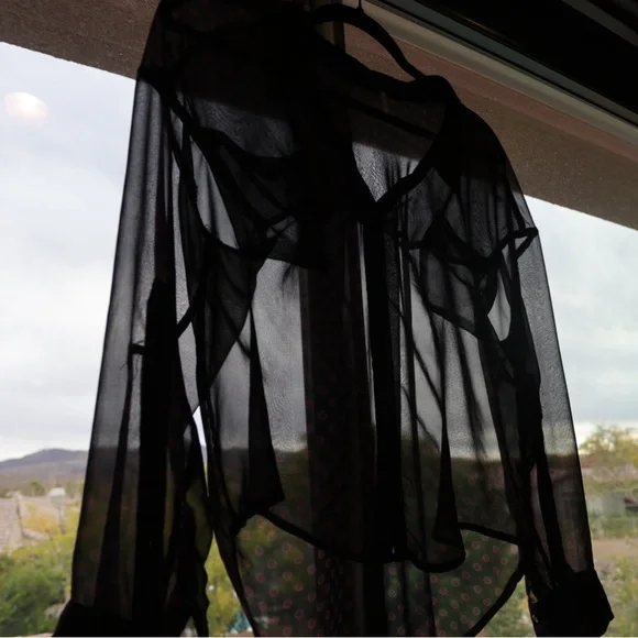 Free People Easy Rider Floral Print Sheer Button-Down Blouse XS - Picture 4 of 8